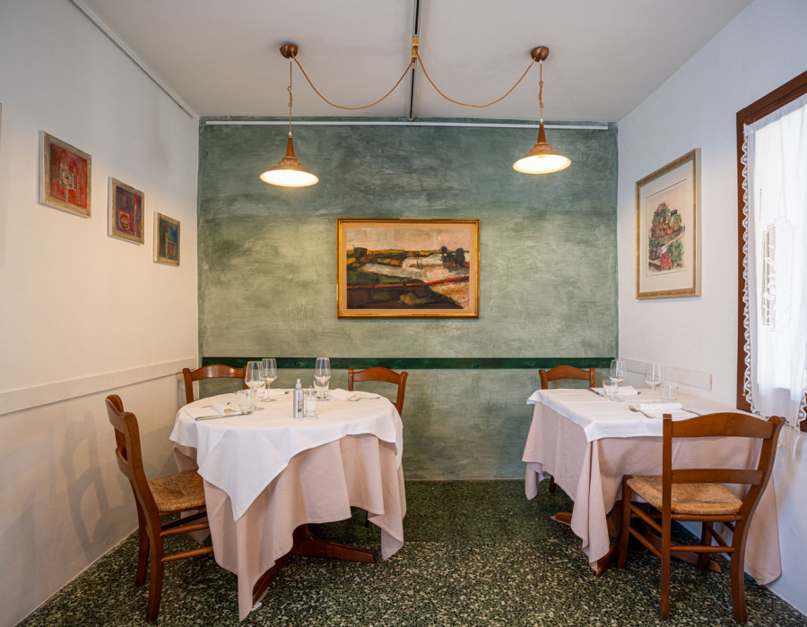 Effet décoratif voile Iso Vel Isocolor. Restaurant Osteria Jodo, Maser (TV)